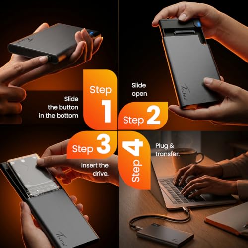 Image of TECHIE 2.5 inch External Hard Drive Enclosure, SSD /HDD Enclosure, USB 3.1 Gen 2, Type-C Aluminum Case, Tool-Less Fast Transfer, Up to 4TB