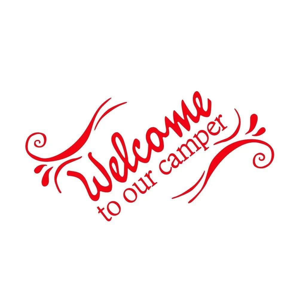 Car Sticker Graphcis Welcome to Our Camper Decor Decal(Glossy Red)