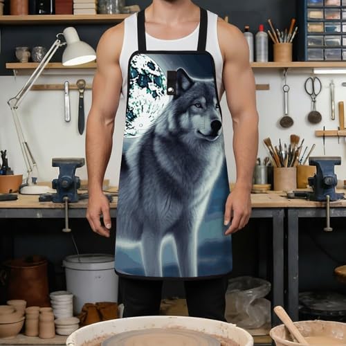 Delantal multiusos Wolf Moon con múltiples bolsillos ajustable miniatura 4