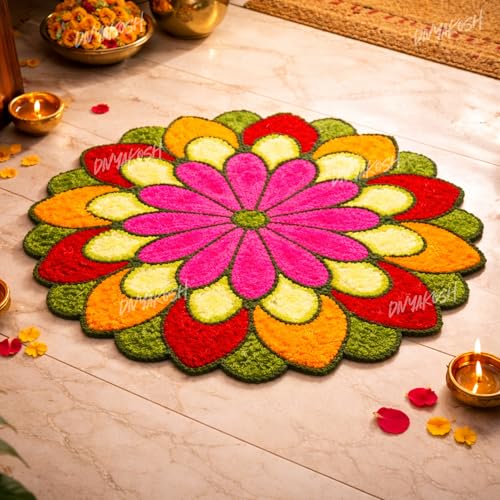 Image of Divyakosh Items for Home Decoration, Artificial Flower Hangings (Yellow) (Flower Mat)