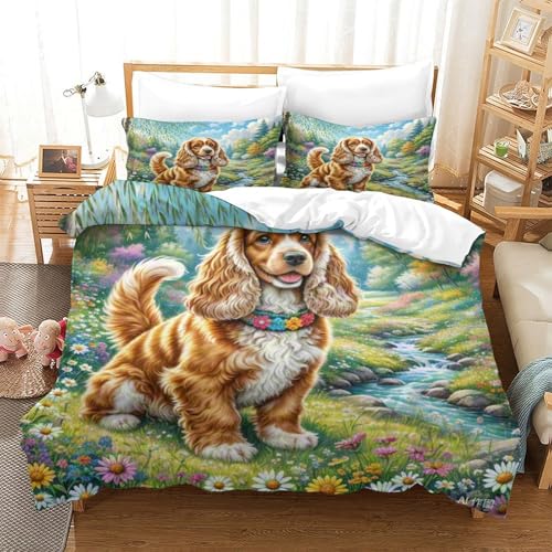 Housse de couette Cocker américain 200x200 en microfibre pour lit double - 3