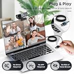 2K Webcam with Microphone, Noise Cancellation, Privacy Cover, Wide-Angle Lens, Auto Light Correction, Plug & Play USB Webcam for Laptop, Desktop, PC, Mac, Zoom, Skype, Streaming