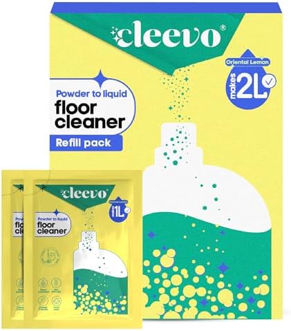 Cleevo Floor Cleaner Liquid (2L Refill Pack) | 1 Pouch = 1L Floor Cleaners for Mops | Chlorine-Free Surface Cleaner, All-Purpose Floor Cleaning Liquid (Zesty Lemon)