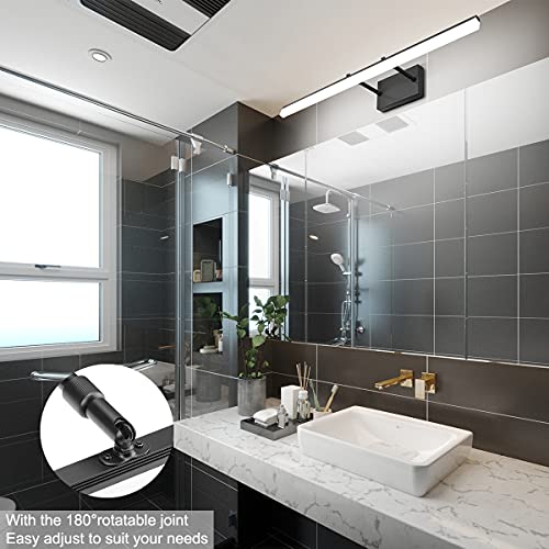 Image of Aipsun 31.5 inch Modern Black Vanity Light Adjustable Bathroom Light Fixtures Over Mirror Rotatable Vanity Lighting 5500K