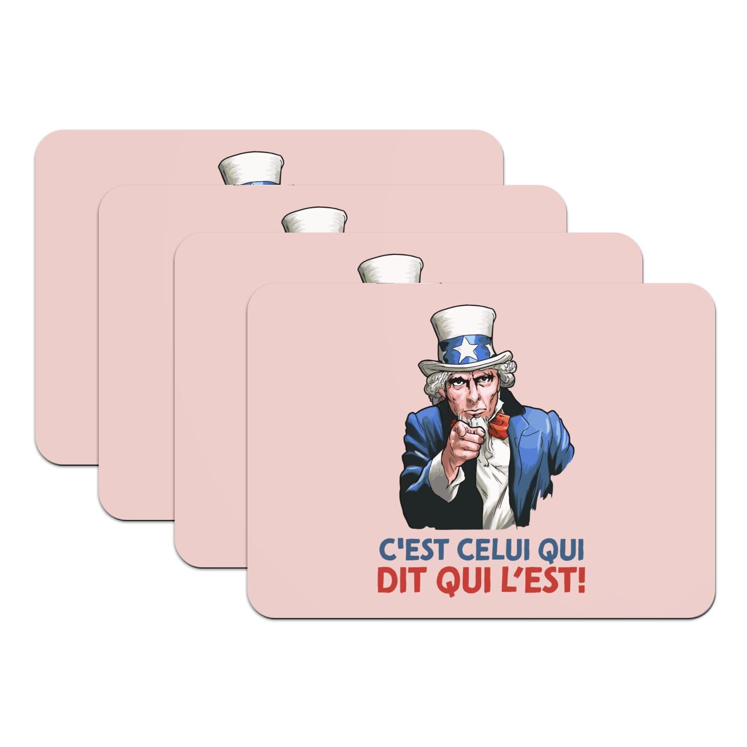 Set de table rose humour lot de 4 grands dessous en caoutchouc antidérapant enfant