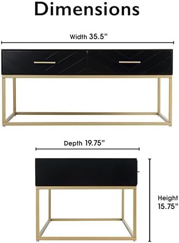 Miniatura 13 de Pemberly Row Mesa auxiliar redonda moderna de metal y madera en oro/negro