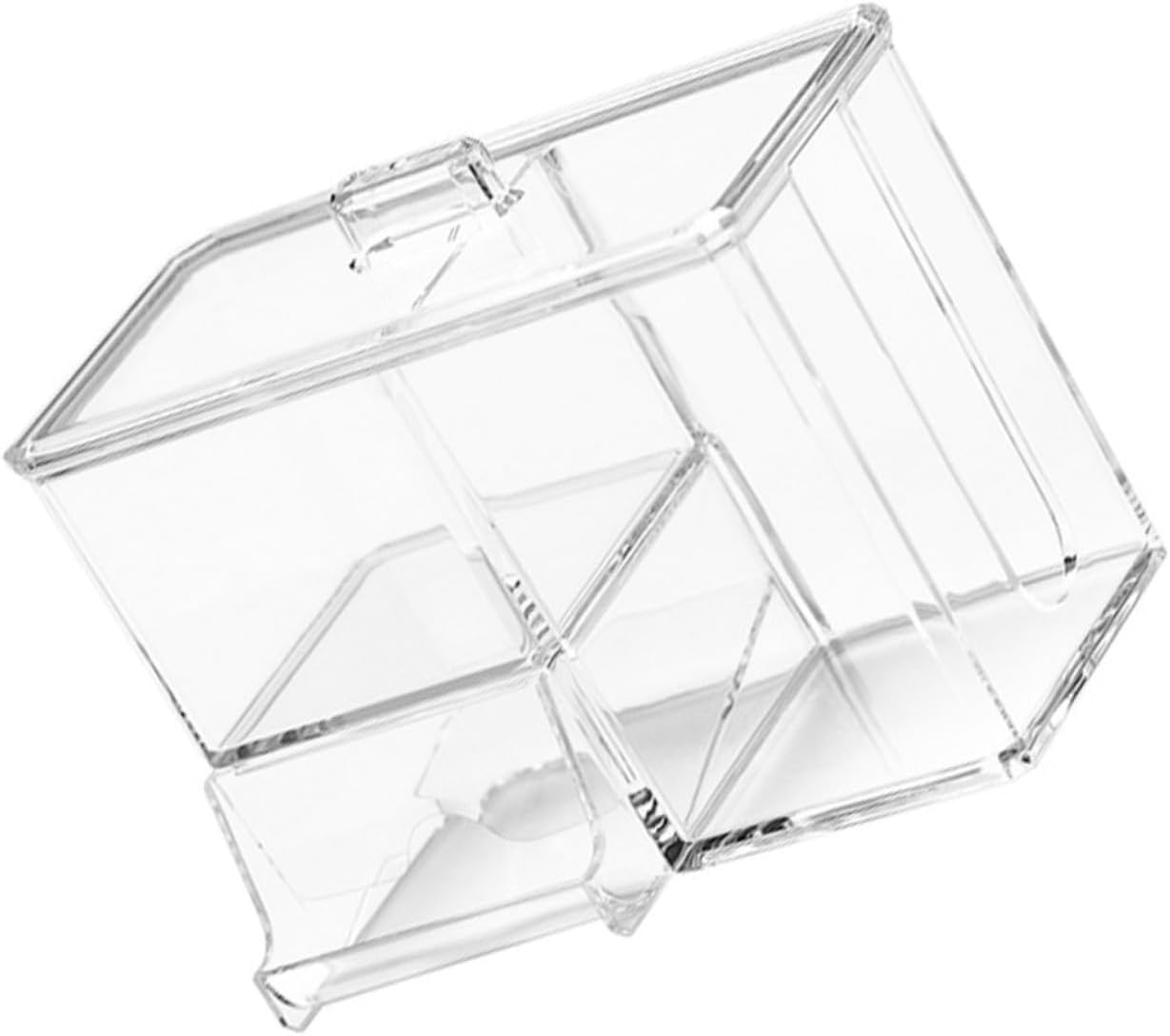 1pc Multi-layer Cotton Swab Storage Box Transparent Organizer for Cotton Pads and Swabs Sturdy Design for Bathroom and Living Room Easy Access Lid