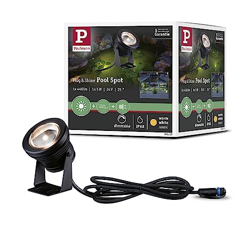 Paulmann 94559 Plug & Shine LED Außenleuchte Spot Teichleuchte IP68 incl. 1x5 W dimmbar Warmweiß Schwarz Aluminium 3000 K