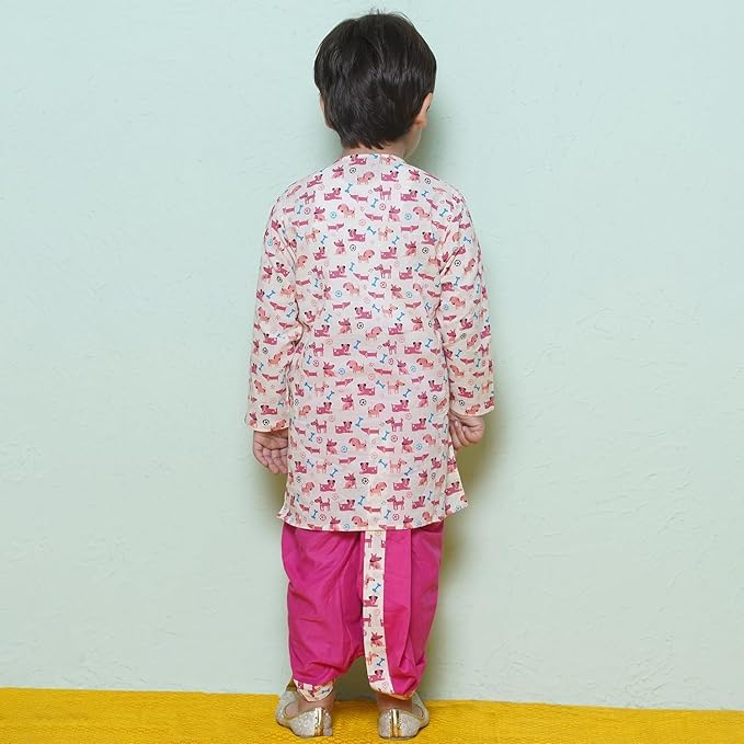 Image of AJ DEZINES Kids Ethnic Wear Pure Cotton Dhoti Kurta Set For Boys