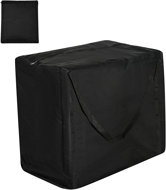 Errum Garden Furniture Cushion Storage Bag Waterproof Heavy Duty 420D Oxford Fabric 80 * 80 * 60cm Portable Christmas Tree Storage Bag with Handle and Zipper for Home and Patio (Black)