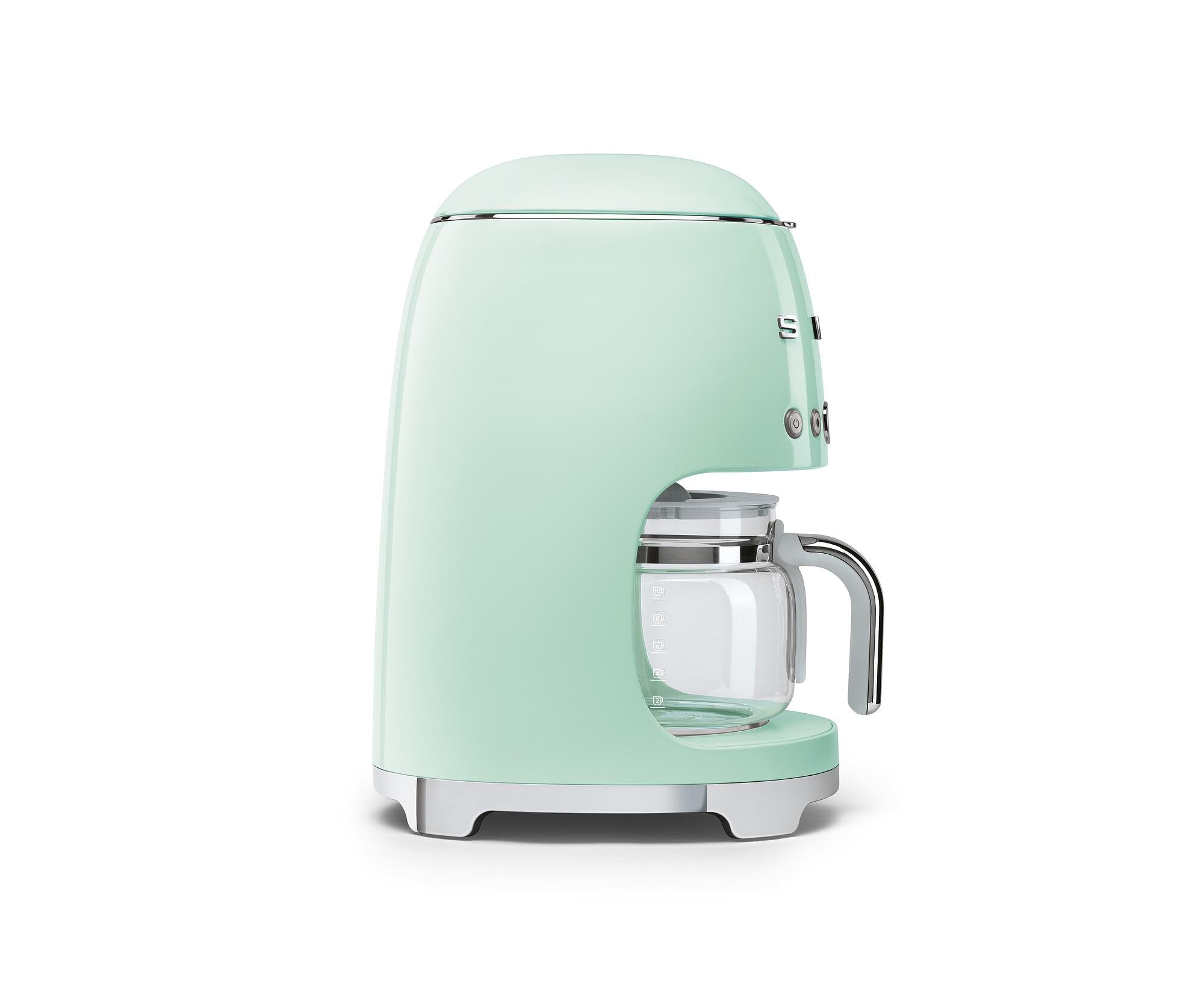 Smeg 50's Retro Style Aesthetic Drip Coffee Machine with 10 Cup Glass Carafe, Auto Start Feature, Keep Warm Plate, and Two Coffee Strength Settings (Cream): 10 Cup Pastel Green