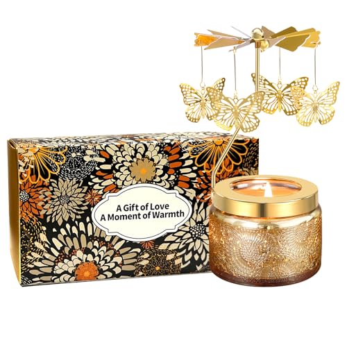 Elegant Rotating Candle, Auto-Rotating Scented Candle, Creates Romantic Ambiance, Butterfly Rotating Candles for Mom Girlfriend Sister Wife, Perfect for Birthdays, Weddings & Holidays Gift(Rose)