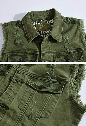 ebossy Men's Ripped Distressed Denim Vest Sleeveless Button Up Jean Vest Jacket3
