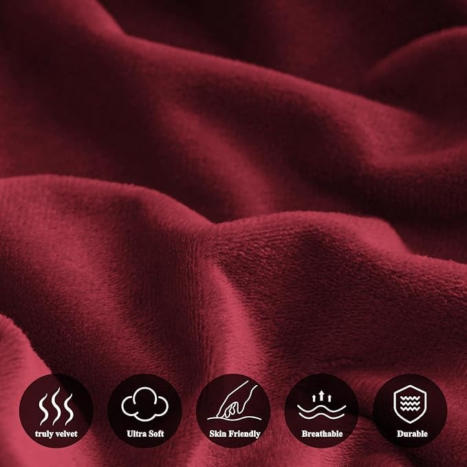 Image of Amazing Super Soft Double Bed Woollen Quilt Cover, 310TC Warm Duvet Cover, Woolen Duvet Cover /Rajai Cover /Blanket Cover /Quilt Cover King Size=90x100 Inches, Winter Blanket Cover (Red)