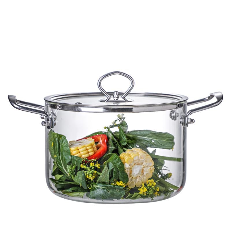 WBRSybUK Cacerola De Vidrio con Tapa Y Asa, Olla De Vidrio Transparente Resistente Al Calor, para Cocina Casera Y Restaurante.,3.5L