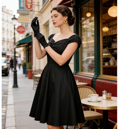Image of YARN & INK Retro Swing Dresses for Women 1950s Vintage Rockabilly Clothes Pinup Clothing Cocktail Party Dress
