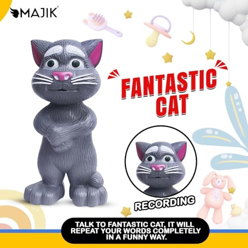 Image of MAJIK Talking Tom Cat Toy for Kids Talking Cat Toy for Boys and Girls Repeat What You Say Best Birthday Gift for Kids and Toddler Pack of 1