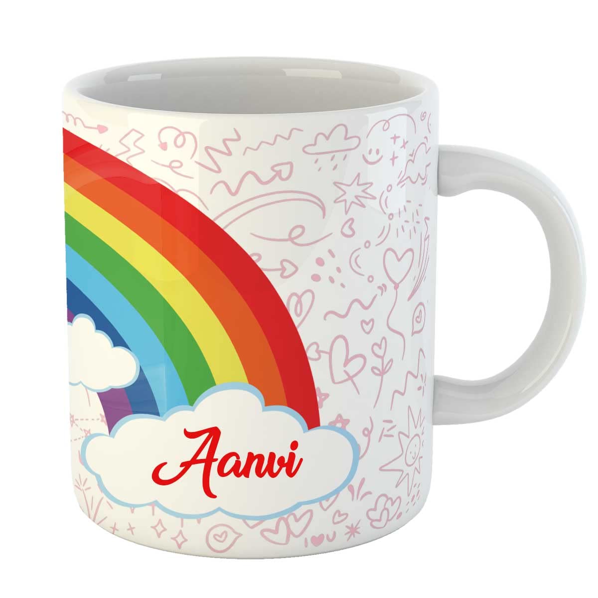 ARTBUG Rainbow & Unicorn Theme Customised Coffee Mug for Girls, Sister, Daughter, Wife, Kids, Friends, Happy Birthday Return Gift, Name - Aanvi