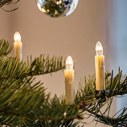 LED Weihnachtsbaumkerzen mit Kabel 29 hellum Lichterkette mit Wachstropfen, Made in Germany, Riffelkerzen...