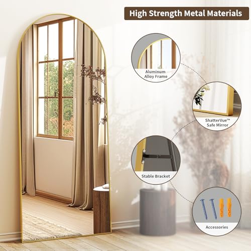 XRAMFY Arched Full Length Mirror – Modern Minimalist Gold Decor - Image 5