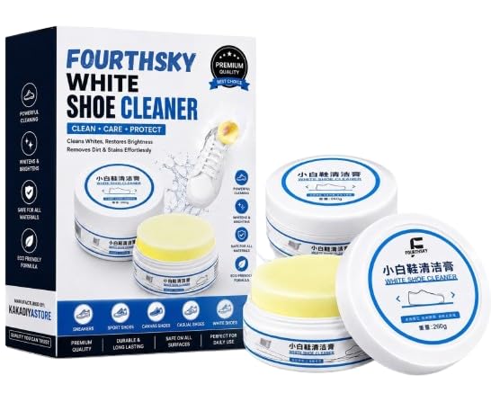 Image of White Shoe Cleaner Cream 260GM | Sneaker Cleaning & Whitening Cream | Instant Stain Remover for Sports Shoes, Canvas & Leather | Deep Clean & Bright White Finish