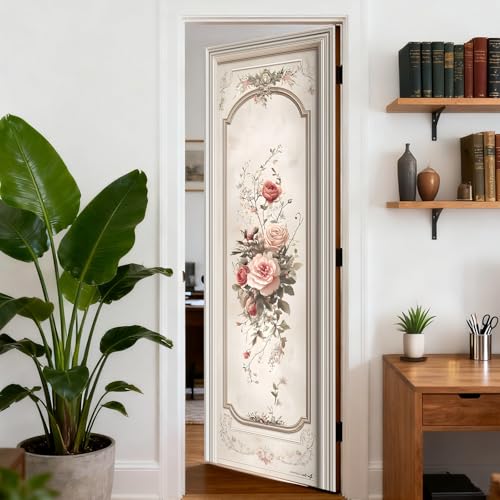 Image of Nuxovilar Rose Bouquet Door Stickers Peel Stick PVC 30.3x78.7 in Cover | Door Stickers Wall Decals Peel Stick Cover Vinyl Art Poster Home Bedroom Living Room (Rose Bouquet)