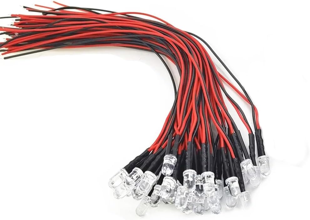 12V 1.5 Hz Blinking LED Lights Emitting Diodes, Pre Wired 7.9 Inch DC 12 Volt 5mm LED 30pcs (6 Colors x 5pcs) Assorted Kit Clear Lens- White Red Yellow Green Blue Warm White Small LED Lamps - Image 4