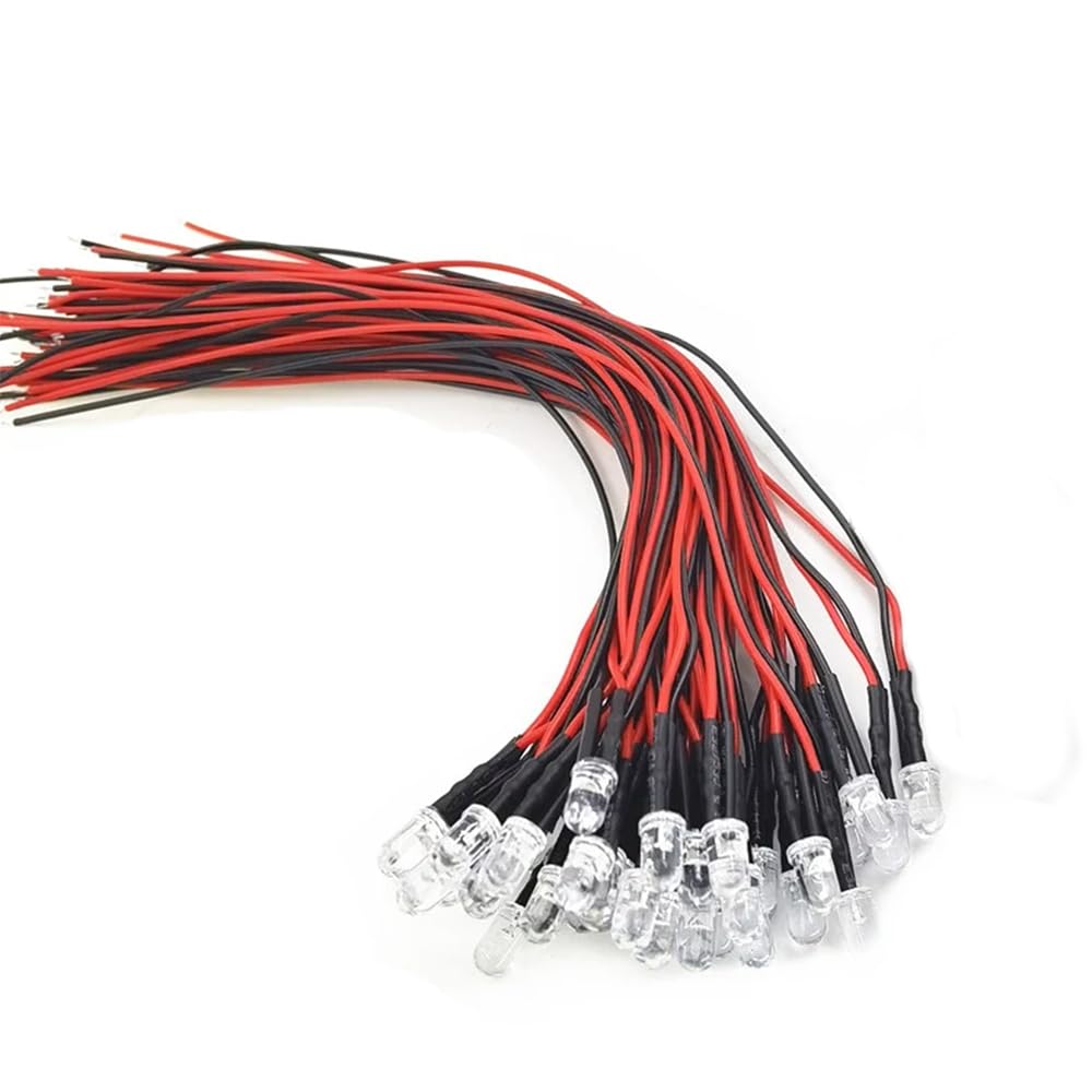 Luci LED Lampeggianti 12V 5mm Blu Diodi Precablati 20,1cm DC12V per Progetti