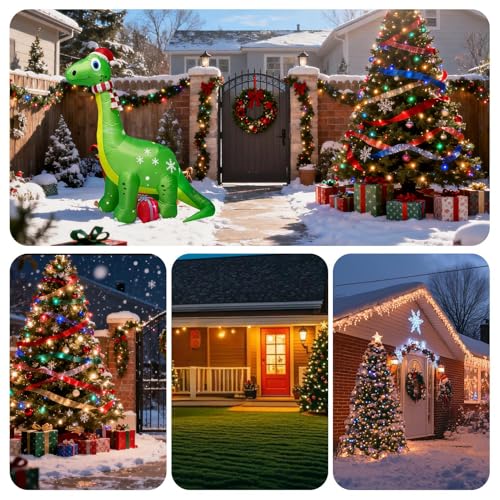Dinosaure gonflable extérieur de Noël pour décorer facilement un grand jardin sans effort - 5
