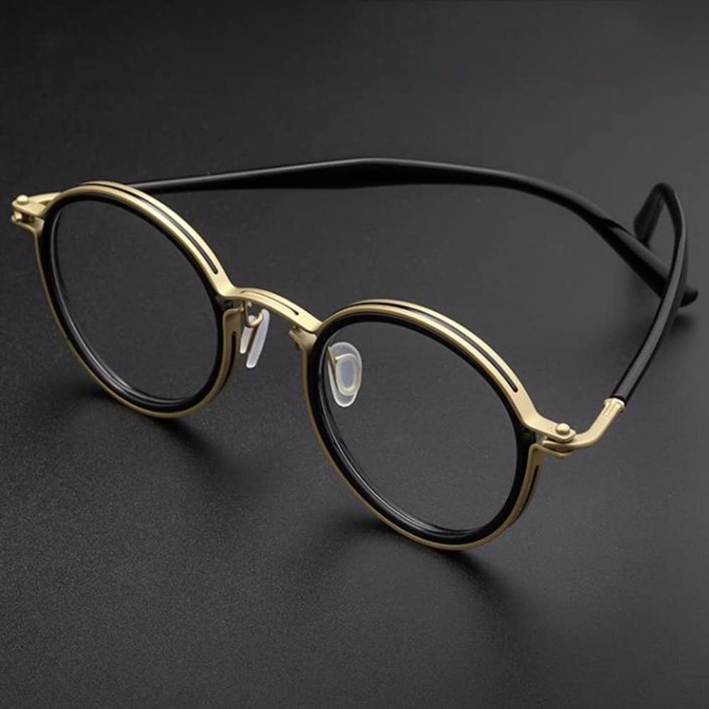 Occhiali da Lettura Rotondi retrò in Titanio Puro per Uomo e Donna, Lettore Anti Luce Blu Anti-Fatica, Occhiali da Leggeri ed Eleganti per Computer Presbiopia (Color : Black Gold, Size : 2.50x)