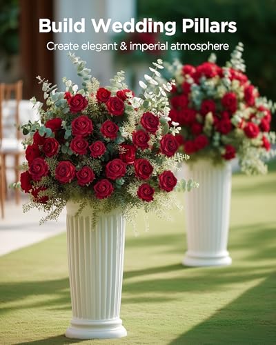 Image of InnoGear 50 Pcs Red Roses Artificial Flowers, Fake Velvet Silk Rose Bulk Faux Flower for Mother's Gift Decoration DIY Wedding Centerpieces Proposal Bridal Bouquets Party Floral Decor (50, Red)