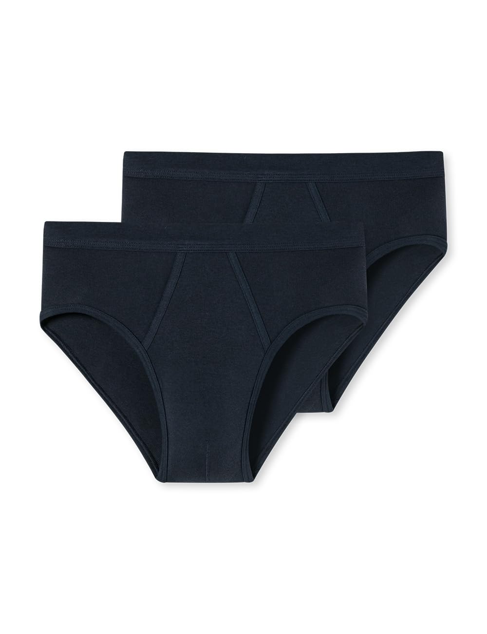 Schiesser Men's 2 Pack Sports Briefs with Fly - Essential Fine Rib, Navy_205159, 7