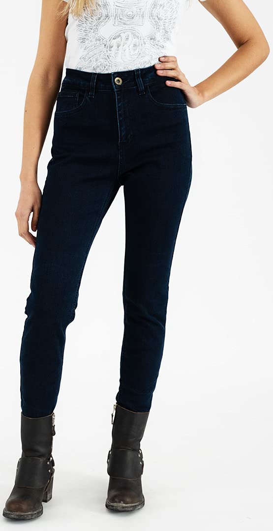 Rokker Rokkertech High Waist Blue Damskie spodnie tekstylne motocyklowe, ciemnoniebieski, 27