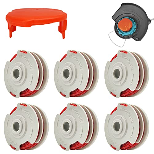 6 bobinas para Flymo FLY021, bobinas de repuesto de nailon autoed doble de 1,5 mm, compatibles con Flymo Grass Trimmer, FLY021/513937190 (36 pies/11 m) (6 carretes + 1 cubierta) Cover