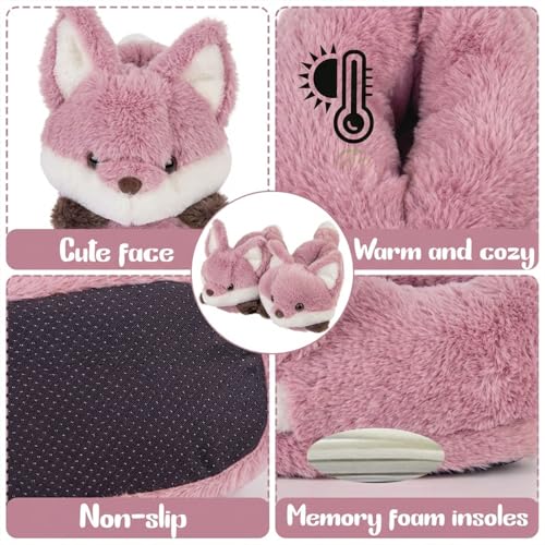Image of ARELUX Animal Slippers Cotton Adult Unisex, Cute Novelty Raccoon Fox Red Panda Plush House Shoes with Non-Slip Sole, Warm Fuzzy Lining for Indoor Outdoor Cosplay Party Gift