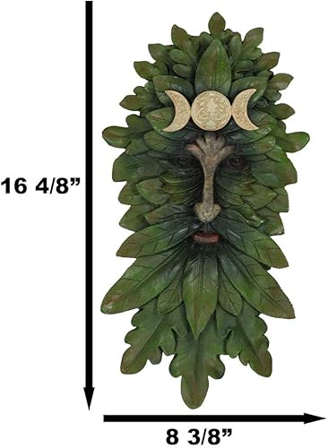 Miniatura 3 de Ebros Gift Wicca Nature Spirit God Horned Celta Greenman Tree Ent Triple Luna Colgante Decoración de Pared Placa de 16.5 pulgadas de alto Árbol de