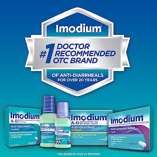 Imodium Multi-Symptom Relief Caplets With Loperamide Hydrochloride And Simethicone, Anti-Diarrheal Medicine For Treatment Of Diarrhea, Gas, Bloating, Cramps & Pressure, 12 Ct. #TOP3