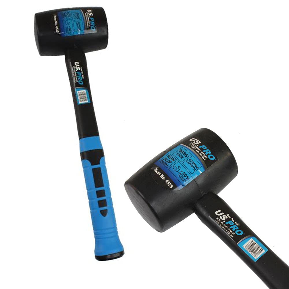 US Pro 32oz Rubber Mallet Fibreglass Handle for Extra Strength