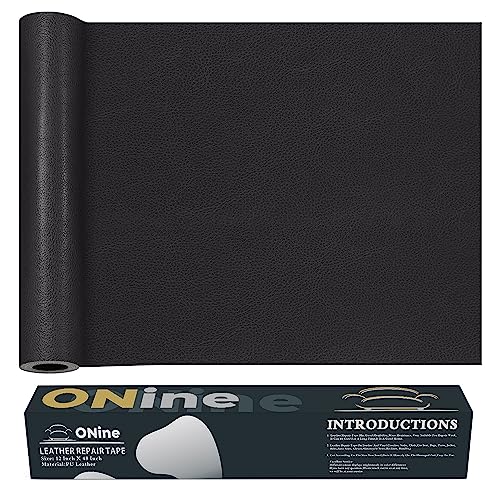 Image of ONine Leather Repair Patch，Leather Repair Tape, 12 x 48 inches Leather Repair Patch for Furniture,Vinyl Repair Kit，Leather Couch Patch，for Sofas, Furniture, Car Seats, Office Chairs(Dark Grey Leather)