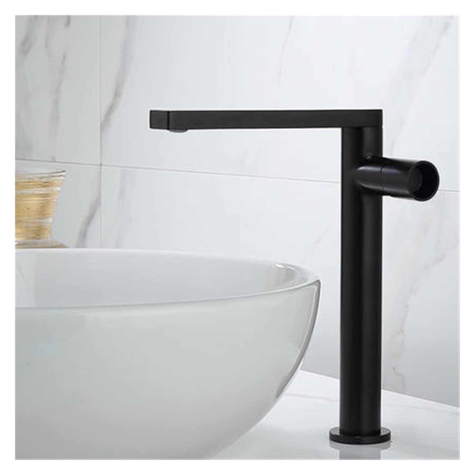 Grifo de latón macizo negro alto con mezclador monomando de lavabo