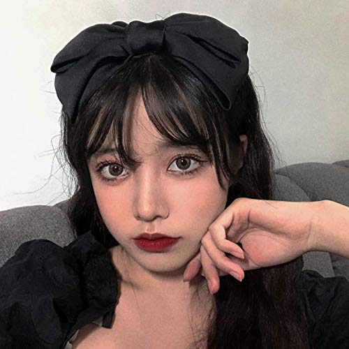 Miniatura 4 de Aeyistry Diadema con lazo para la cabeza, lazo grande, lazo para el pelo, decoración de fiesta, tocado, disfraz de cosplay (negro)
