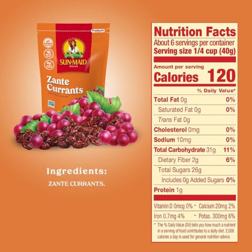 Image of Sun-Maid California Sun-Dried Zante Currants - (4 Pack) 8 oz Resealable Bag - Dried Fruit for Holiday Snacks and Charcuterie Boards