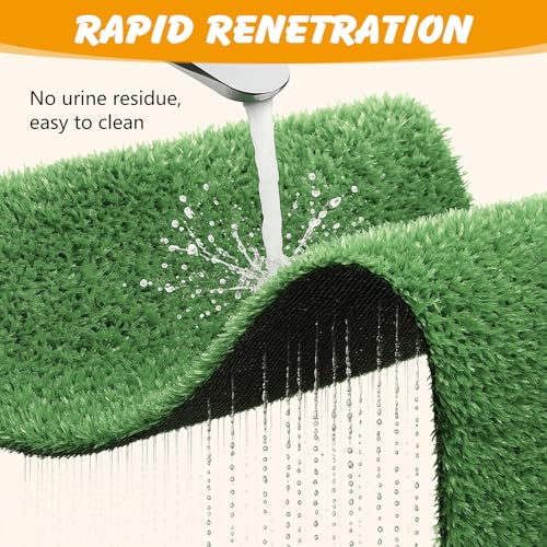 ondware Dog Grass Pad with Tray, 35 x 23 in, 2 Replacement Turf Pads | 3-layer potty system, quick-drain turf, washable tray, indoor/outdoor puppy training - Image 5