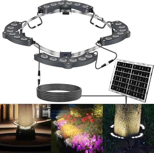 Solar Palm Tree Lights Outdoor Warm Light 3000K, Solar Spotlights for Plam Trees 12000 mAh Batteries...