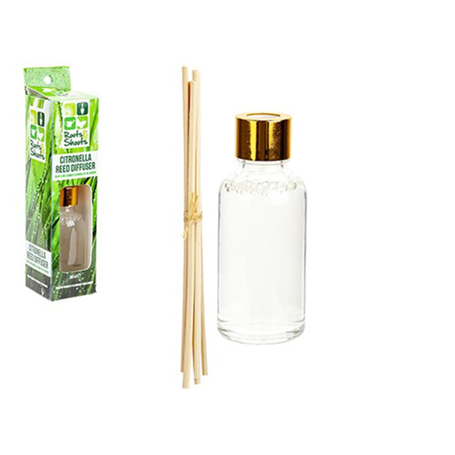All-Natural Clear Glass Citronella Reed Diffuser - 30ml (1 Pc.) - Natural Mosquito Repellent - Perfect Indoor & Outdoor Fragrance Solution