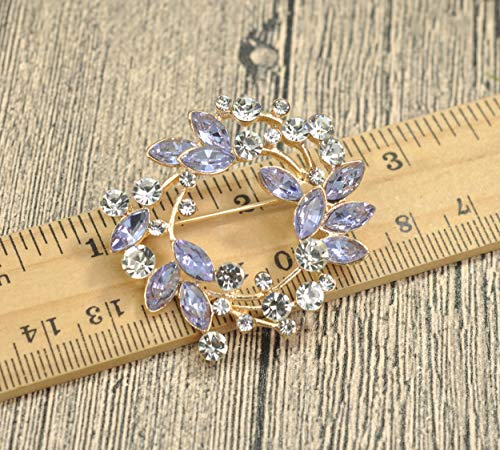 Image of Gyn&Joy Clear Crystal Rhinestone Floral Wreath Pin Brooch BZ005