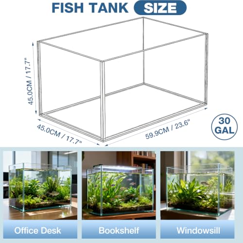 Image of 30 Gallon Rectangular Fish Tank, Rimless Ultra Clear Nano Aquarium