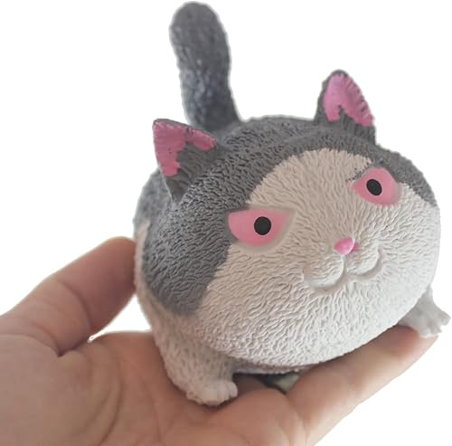 Miniatura 1 de Curious Minds Busy Bags 1 Doh de peluche suave de gato enojado blancogris, bolas de estrés rellenas  sensorial, estrés, juguete antiestrés súper