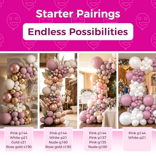 Image of Bezente Mauve Balloons Latex Party Balloons - 100 Pack 12 inch Round Helium Dusty Pink Dark Rose Blush Boho Netural Balloons for Wedding Birthday Anniversary Gender Reveal Graduation Party Decorations