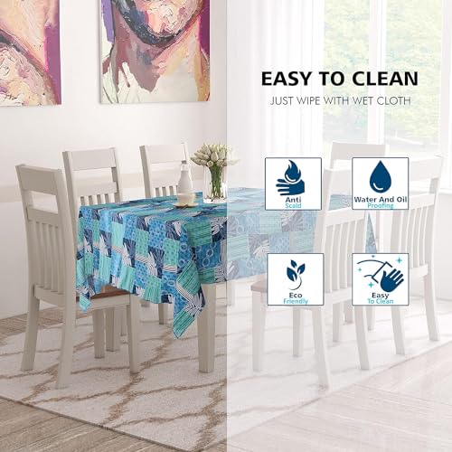 Image of PVC Self Design Waterproof Table Cover for Dining Table (6 Seater (54 inch x 78 inch), Multicolor)
